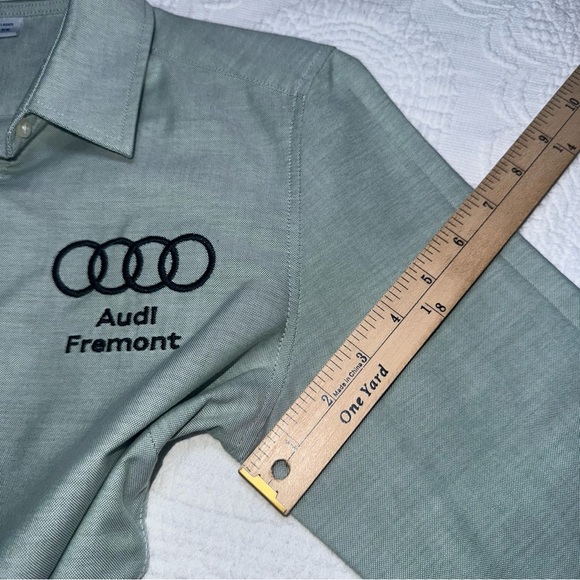 Women’s Audi Button Up Shirt Long Sleeves Light Green Fremont Costume Car Sale - Picture 6 of 12